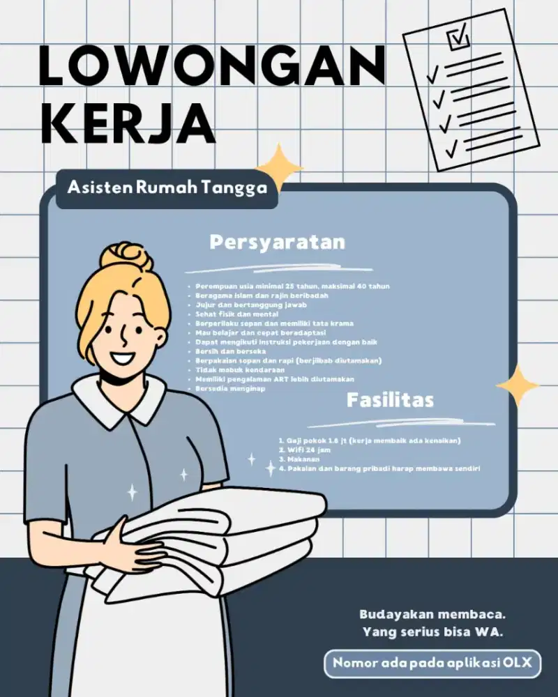 Dibutuhkan ART menginap