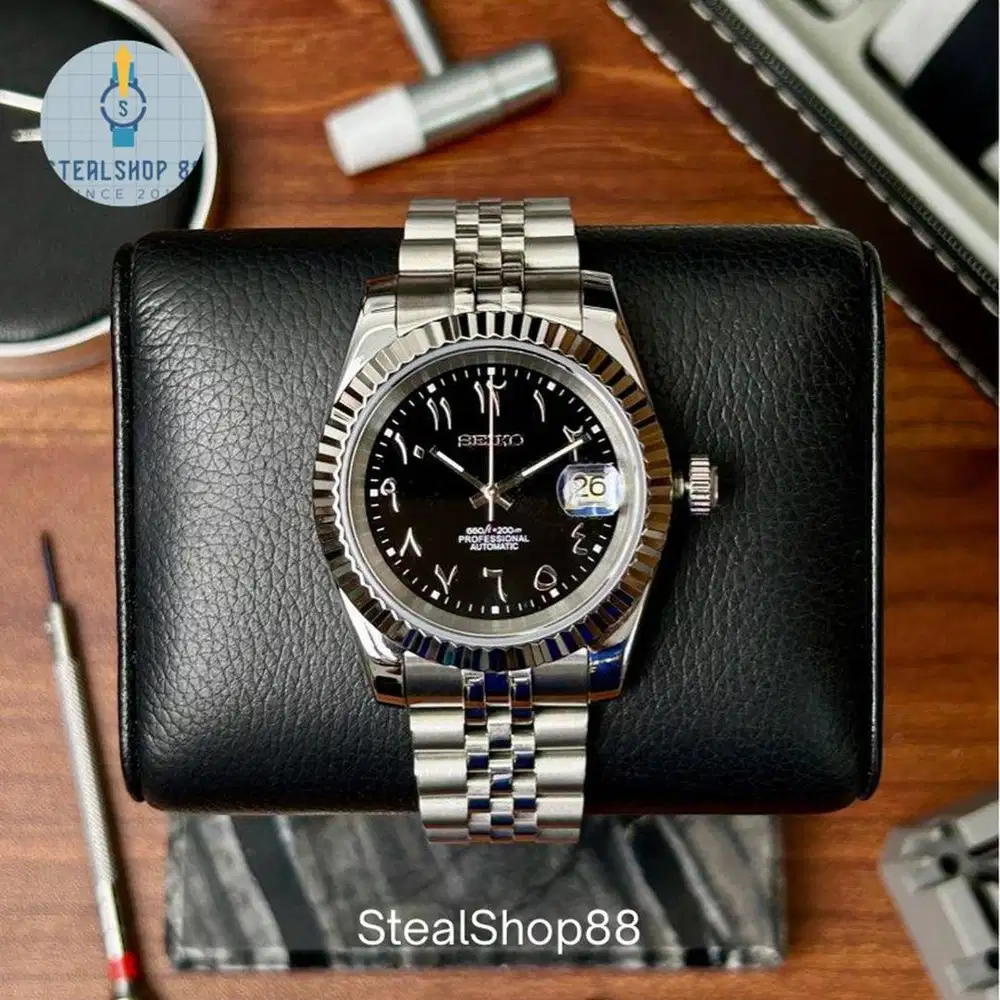 Jual Seiko Datejust Arabic Black Timbul Limited NH35