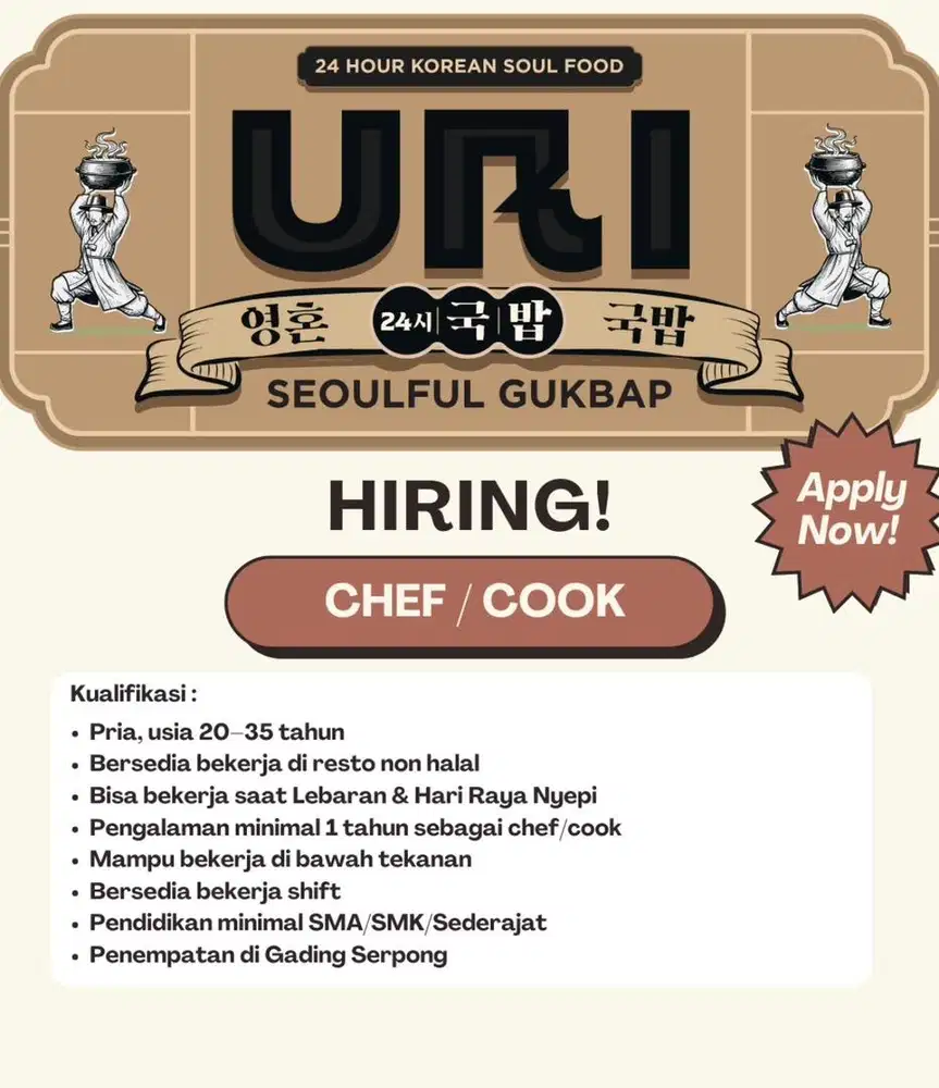 [Butuh Cepat] Waiter, kasir & cook