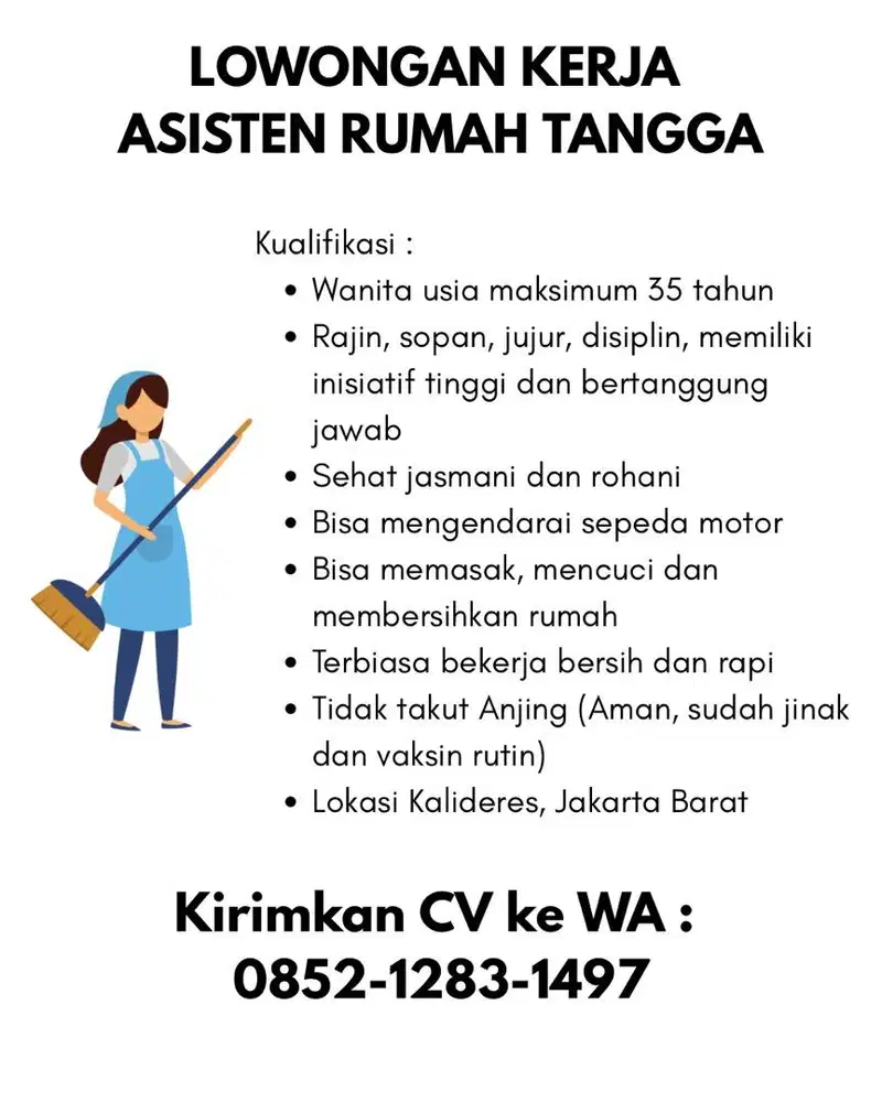 Lowongan Kerja ART (Asisten Rumah Tangga)