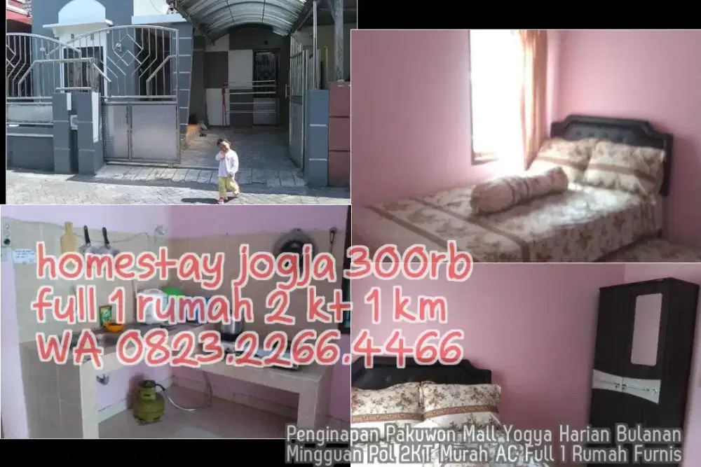 Homestay Jogja Bulanan Harian Mingguan d Murah 2KT AC Keluarga Rumahan