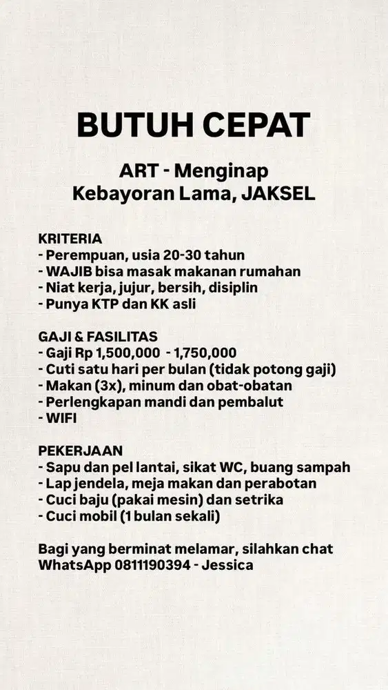 DICARI ART MENGINAP - JAKSEL