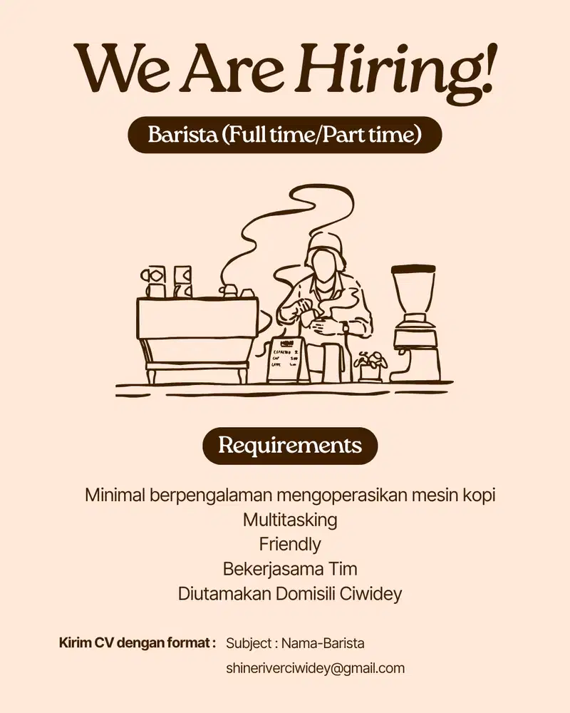 Lowongan Barista dan Resto staff