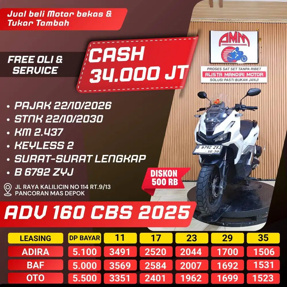 ADV 160 CBS 2025 PAJAK HIDUP KM LOW LIKE NEW REMOT 2 INDODANA ALISTA