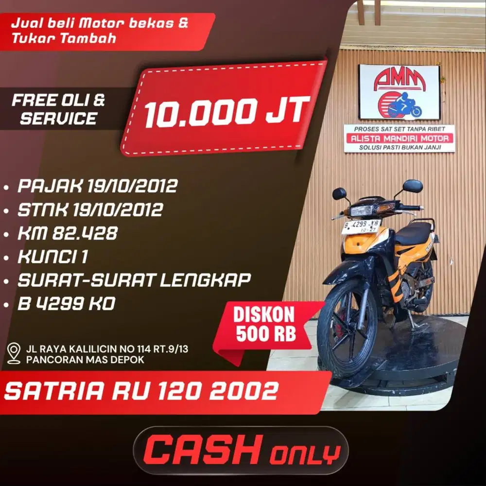SATRIA RU 120 2002 CASH ONLY KREDIVO INDODANA SPAYLATER GOPAY ALISTA