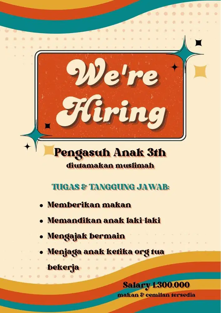 Pengasuh anak laki-laki umur 3 tahun (pulang pergi)