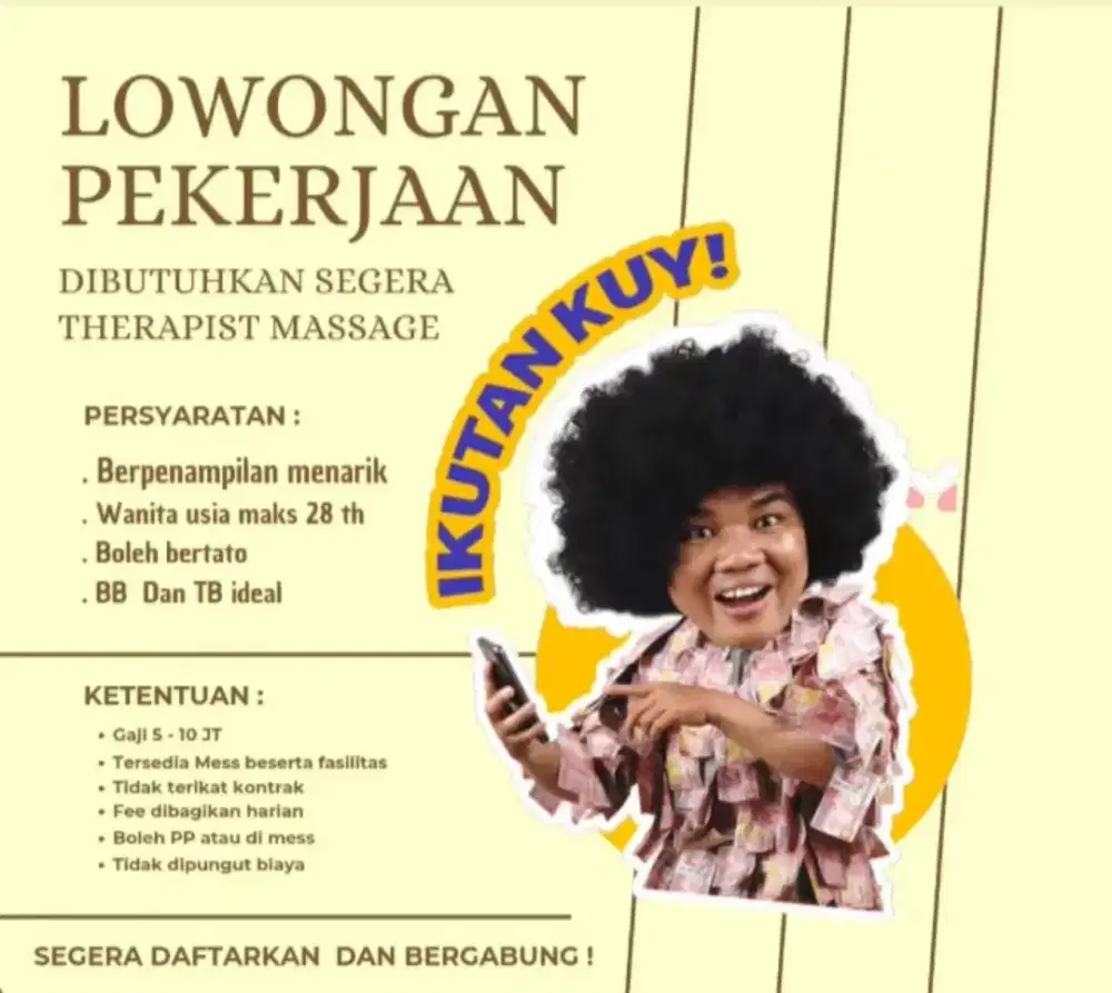 Lowongan kerja khusus wanita ( therapist )