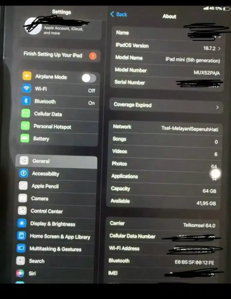 iPad Mini 5 Cellular 64 GB PA/A