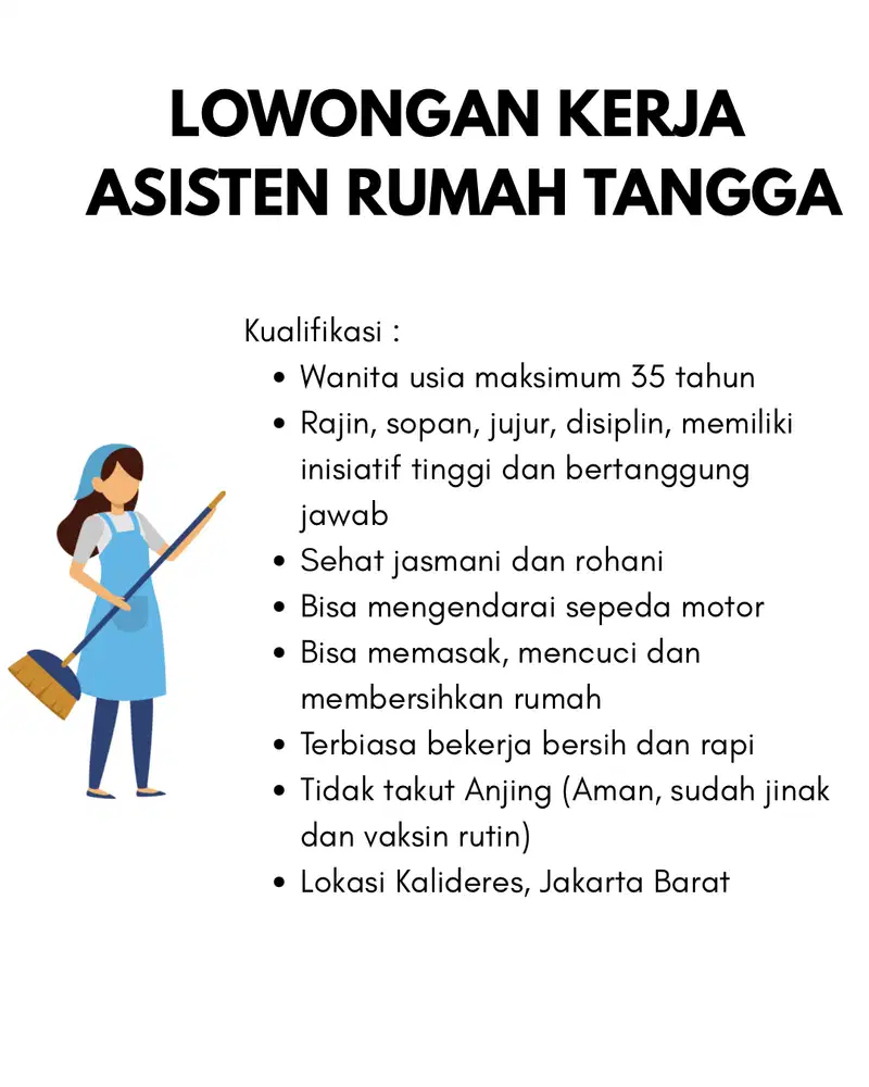 Lowongan Kerja ART (Asisten Rumah Tangga)