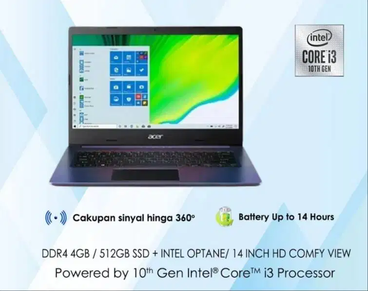 Jual ACER ASPIRE 5 A514-53 [i3-1005G1/4G/512G SSD/ Win11+OHS/Purple]