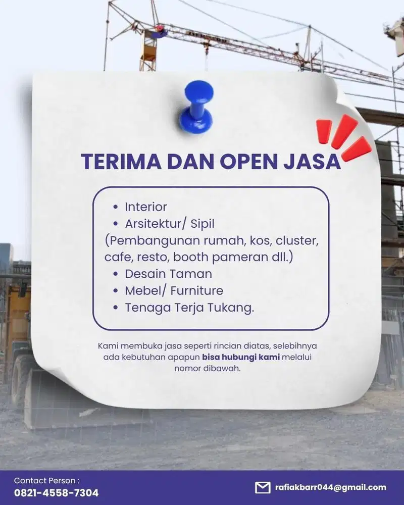 Jasa design interior, pembuatan rumah dll