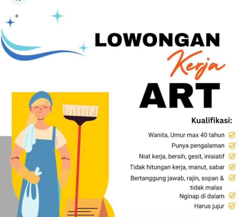 Loker ART Bebersih dan masak
