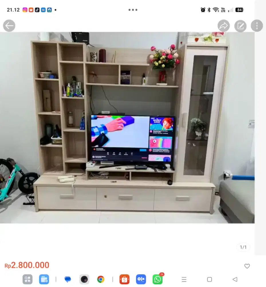 Preloved lemari buffet tv dari informa