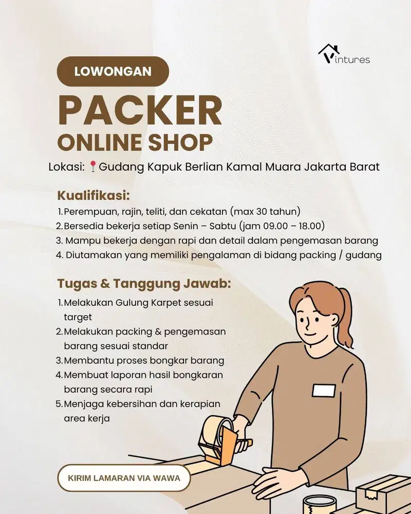 Lowongan Packer / Packing Online Shop KHUSUS WANITA
