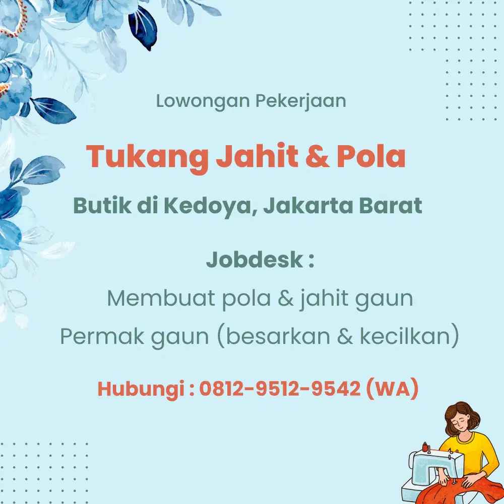DICARI TUKANG POLA & JAHIT
