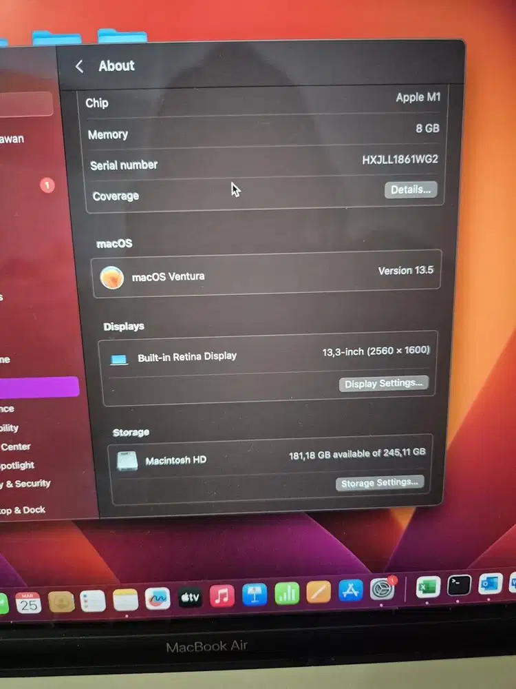 MacBook Air 13-inch M1 (2022) – Like New 99%