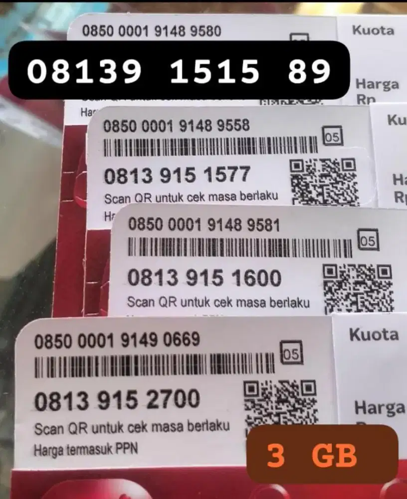 NOMOR 11 DIGIT TELKOMSEL KUOTA 3 GB NASIONAL  BERLAKU SATU BULAN.