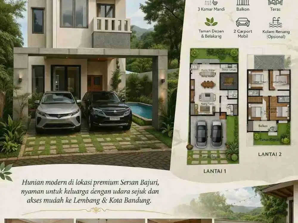 Rumah Cantik Main Road Sersan Bajuri – Luas 188 m², Cocok Hunian & Bisnis