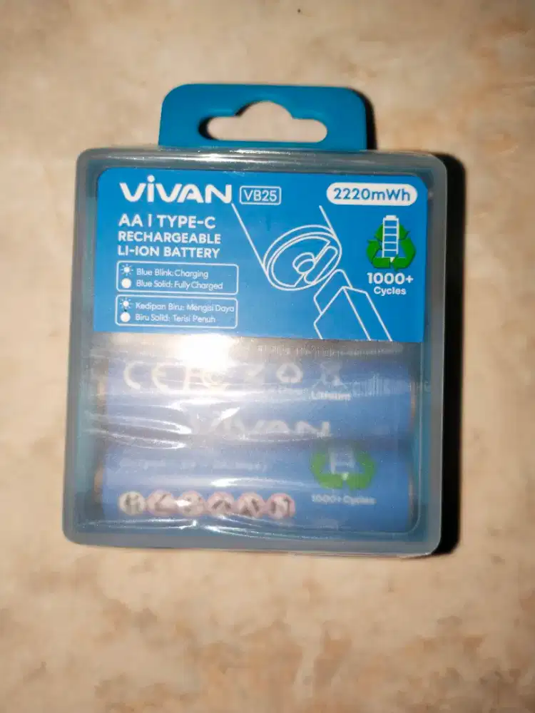 jual baterai li-on rechargeable aa tipe c merek vivan