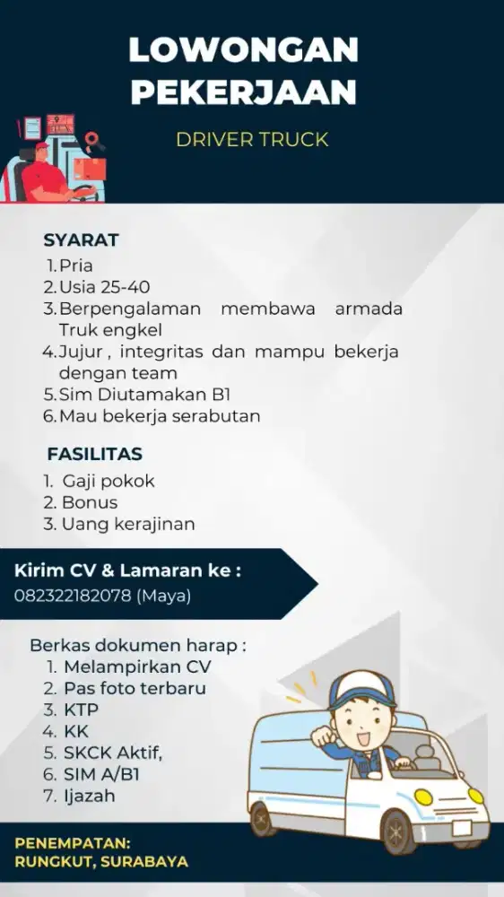 LOWONGAN KERJA DRIVER TRUCK