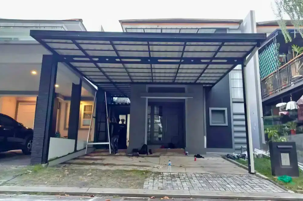 Pasang kanopi baja ringan atap alderon
