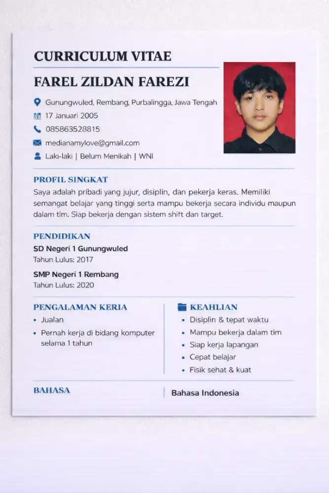 Umur 21  butuh kerjaan