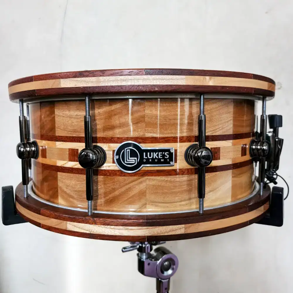 For Sale! Snare Drum Luke's Leban Wood Black Chrome With Wood Hoops