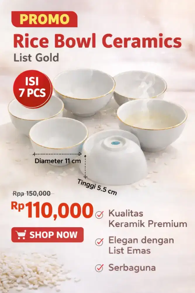 Keramik mangkuk list gold