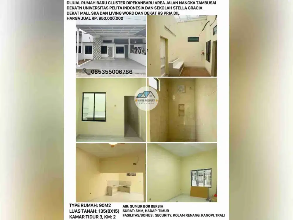 dijual rumah baru cluster jln.nangka tambusai dekat sekolah stella gracia