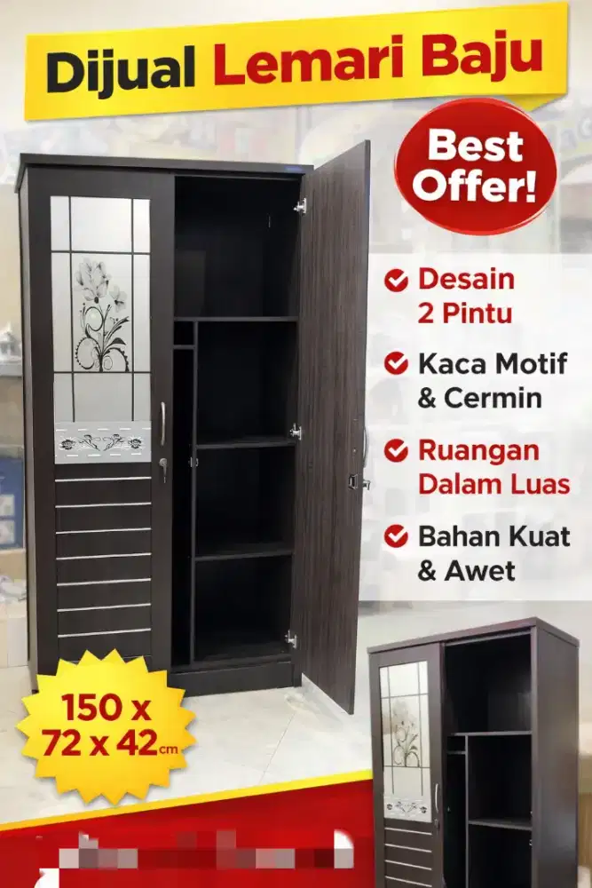 Lemari pakaian 2 pintu