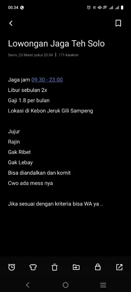 Lowongan Jaga Teh Solo