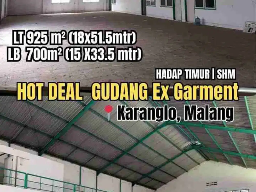 Di Jual Murah Gudang Siap Pakai Di Karanglo Indah Atas, Karangploso

LT: 925 m² (18x51.5)

LB: 700m² (lebar 15 x 33.5)

SHM

Hadap: Timur

Harga: 5.5 M Nego