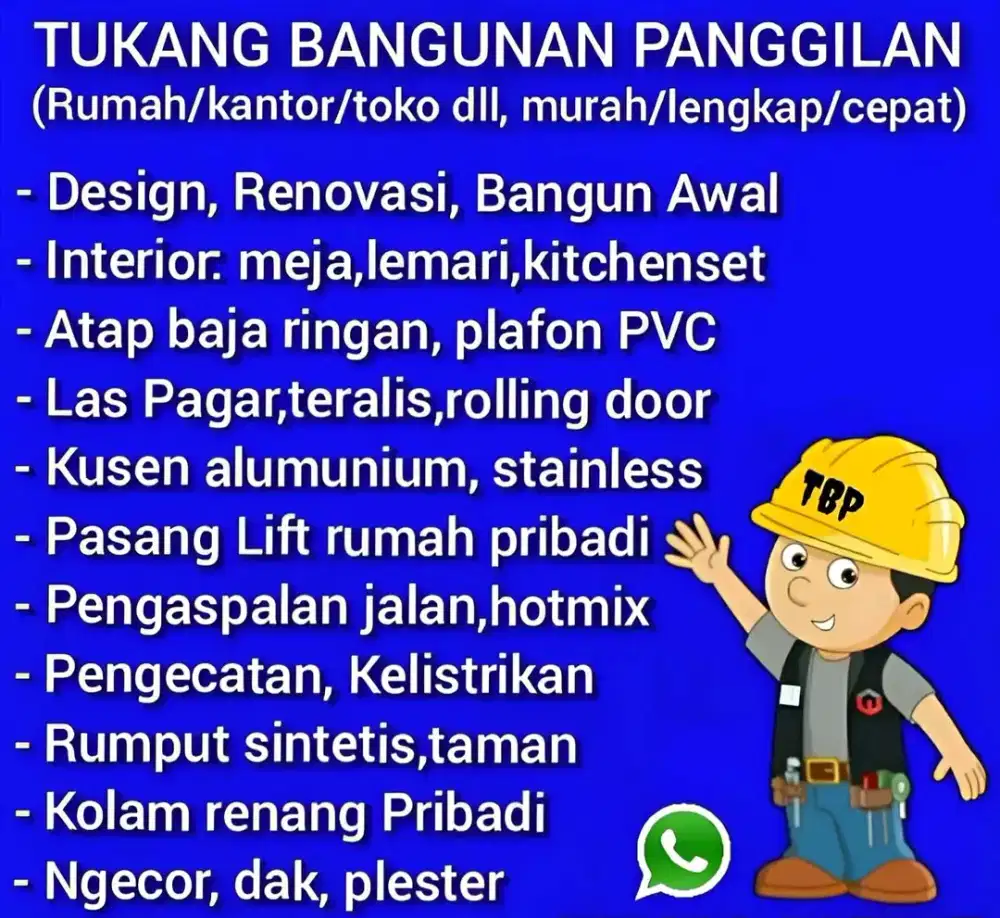 Tukang bangunan panggilan renov design bangun bongkar rumah dll