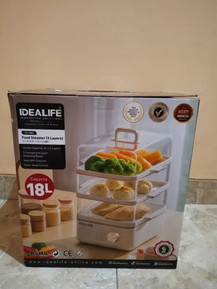 ​Steamer Elektrik IDEALIFE 3 Tingkat 18 Liter - Masih Baru/Segel
