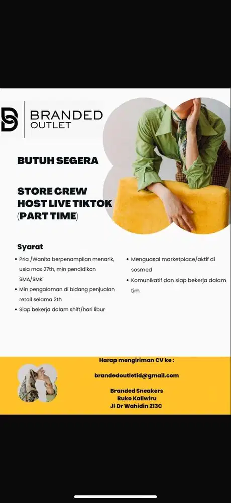 Dibutuhkan Store Crew Toko Sepatu