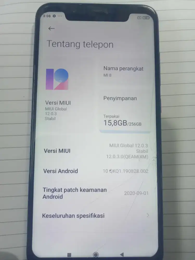 JUAL XIAOMI MI-8 RAM 6/256 BATANGAN