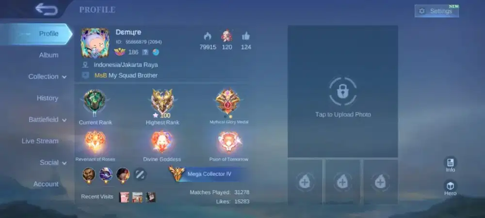 Akun mobile legend (akun pribadi)