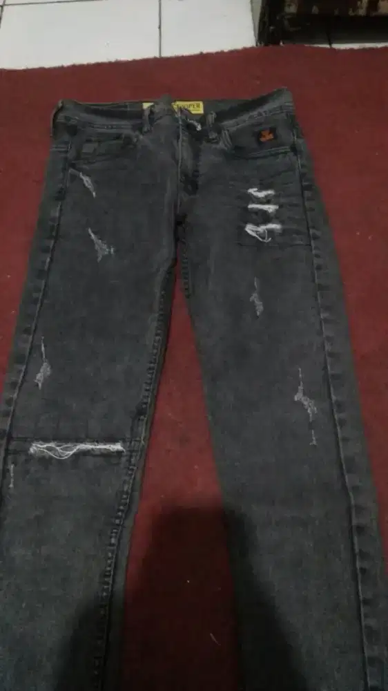 celana jeans pria sobek BLACK VIPER