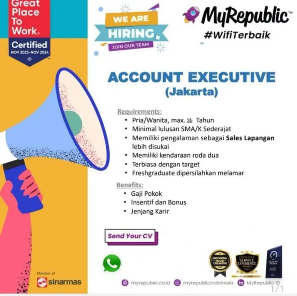 SALES MARKETING WIFI MY REPUBLIC JAKARTA