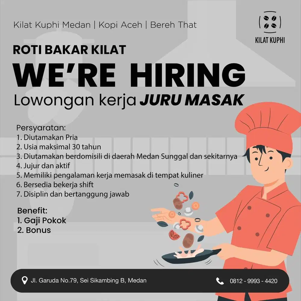 LOWONGAN KERJA JURU MASAK ROTI BAKAR