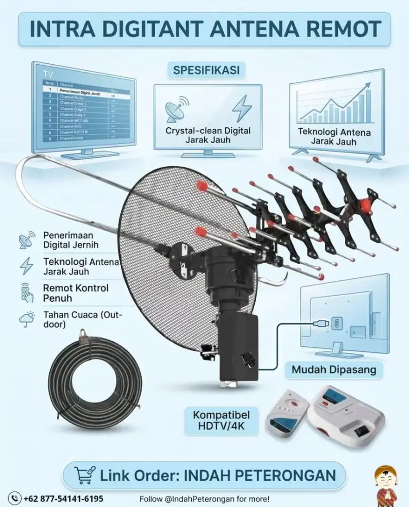 ANTENA DIGITAL REMOTE INTRA INT-888DGT/ANTENA TV PUTAR/ANTENA REMOTE 