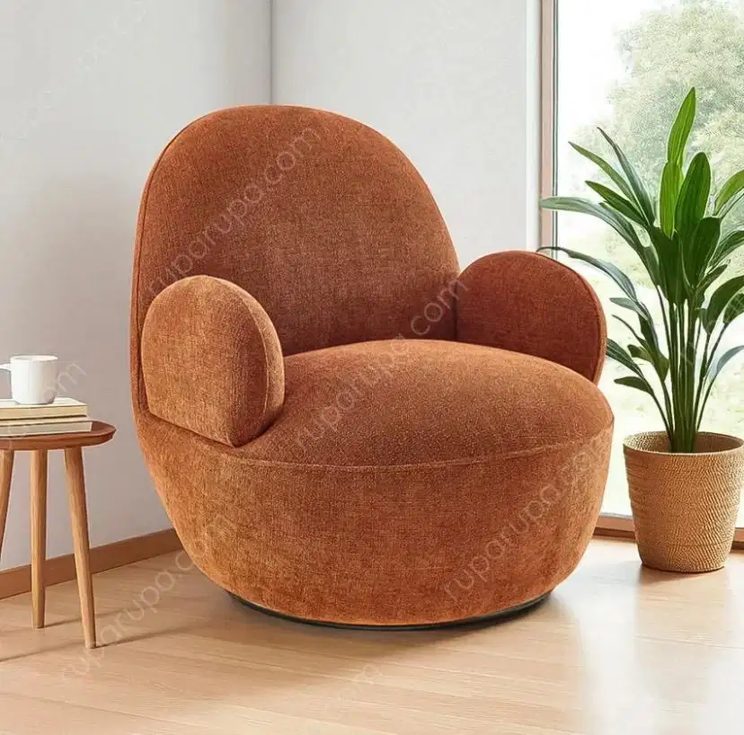 Informa Angel Sofa Putar Fabric 1 Seater - Merah Terracota