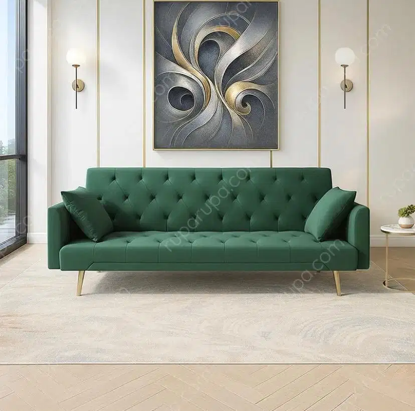 Informa Raya Sofa Bed Fabric Velvet - Hijau