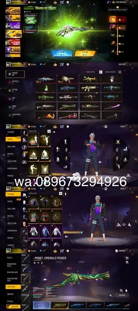 STOK AKUN FF SPEK LUMAYAN SG TEROMPET LOG GOGGLE