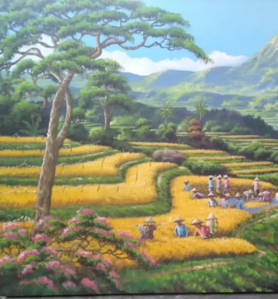 Dijual lukisan kanvas pemandangan 90x130 cm