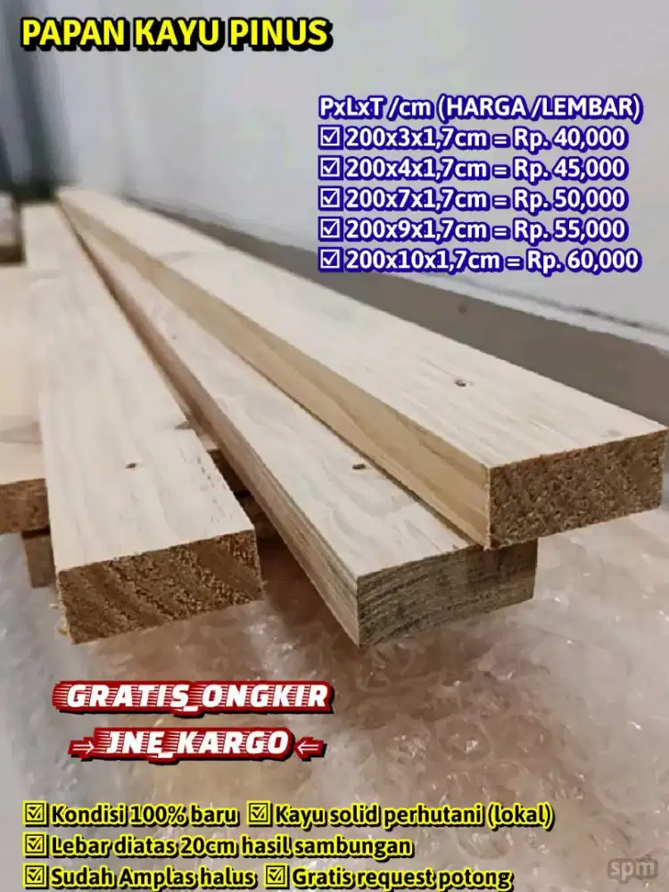 Papan pinus kayu solid baru lebar 10cm