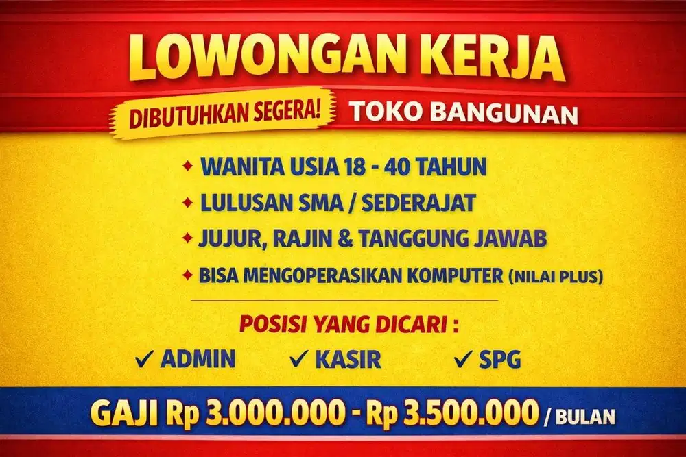 Lowongan kerja Toko Bangunan