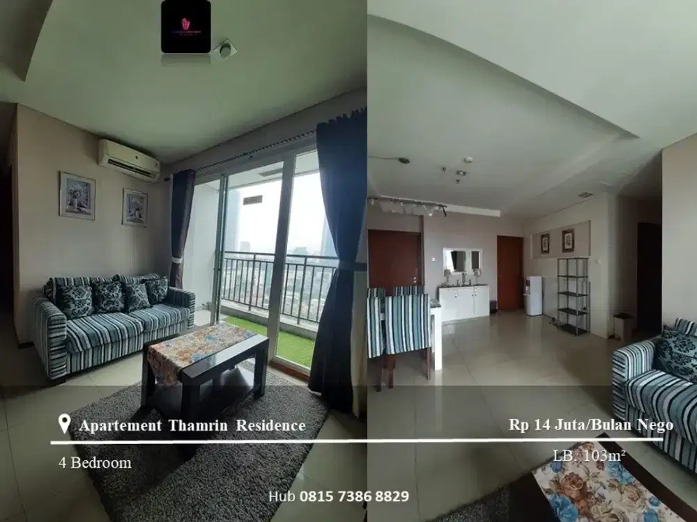 Disewakan Apartement Thamrin Residence Mid Floor 3BR Fully Furnished