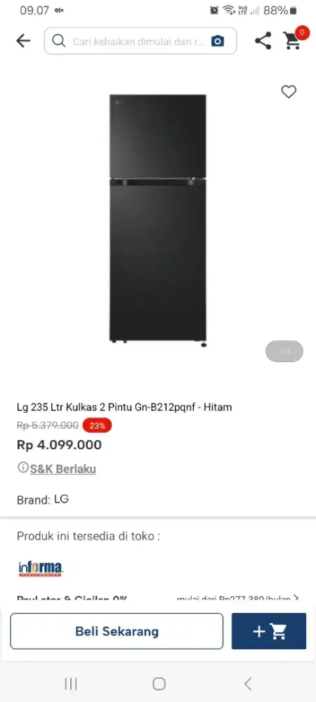 PROMO KREDIT LG 235 LTR KULKAS 2 PINTU