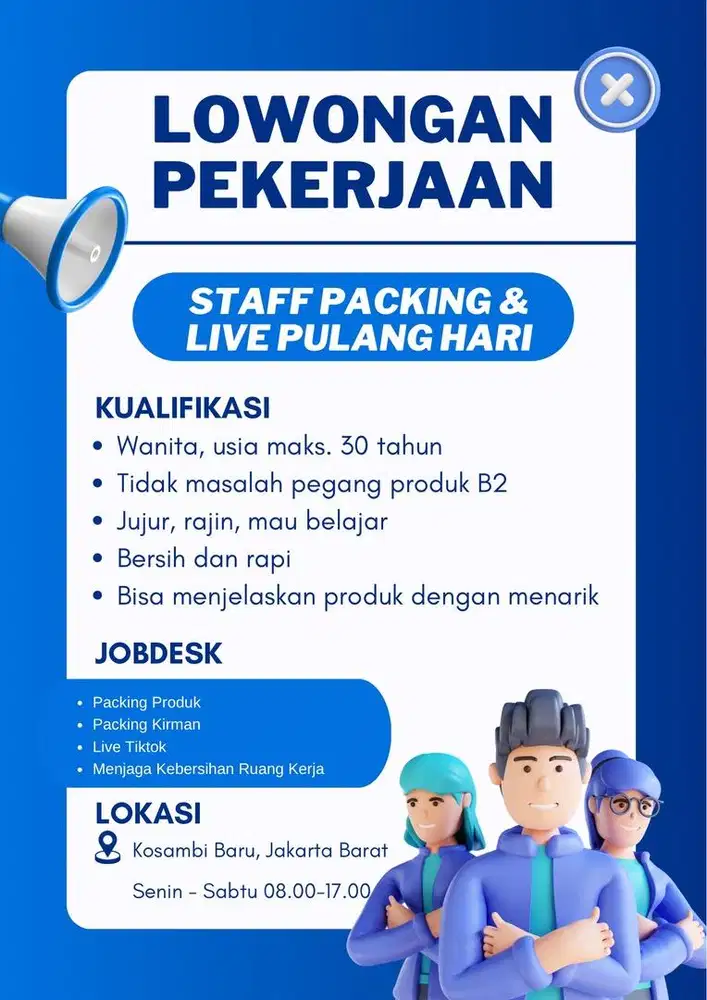 LOWONGAN staff packing dan live pulang hari